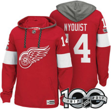 Detroit Red Wings #14 Gustav Nyquist Red 2017 Anniversary Patch Hoodie