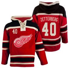 Detroit Red Wings #40 Henrik Zetterberg Red Throwback Pullover Hoodie