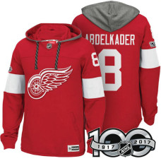 Detroit Red Wings #8 Justin Abdelkader Red 2017 Anniversary Patch Hoodie