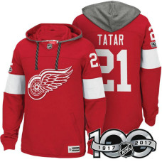 Detroit Red Wings #21 Tomas Tatar Red 2017 Anniversary Patch Hoodie