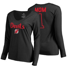 New Jersey Devils 2018 Fanatics Mother's Day Number 1 Mom long sleeve T-Shirt Black