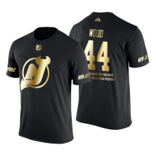 New Jersey Devils Miles Wood Gold Limited with Message T-Shirt Black