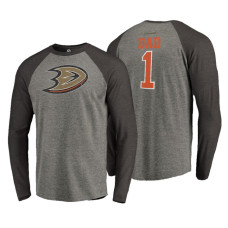 Anaheim Ducks Father's Day Greatest Dad Raglan Tri-Blend Long Sleeve Heathered Gray T-Shirt