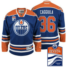 Edmonton Oilers #36 Drake Caggiula Navy Inaugural Season Patch Home Jersey