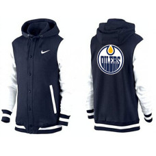 Edmonton Oilers Navy/White Join In The Club Button Up Varsity Jacket