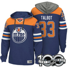 Edmonton Oilers #33 Cam Talbot Royal 2017 Anniversary Patch Hoodie