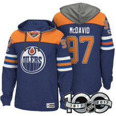 Edmonton Oilers #97 Connor McDavid Royal 2017 Anniversary Patch Hoodie