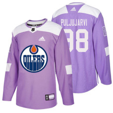 Edmonton Oilers #98 Purple Hockey Fights Cancer Jesse Puljujarvi Jersey