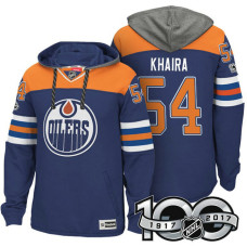 Edmonton Oilers #54 Jujhar Khaira Royal 2017 Anniversary Patch Hoodie