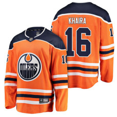 Edmonton Oilers #16 Breakaway Player Jujhar Khaira Jersey Orange