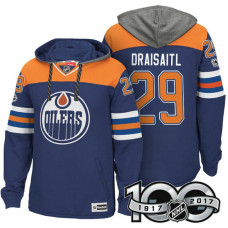 Edmonton Oilers #29 Leon Draisaitl Royal 2017 Anniversary Patch Hoodie