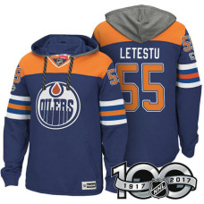 Edmonton Oilers #55 Mark Letestu Royal 2017 Anniversary Patch Hoodie