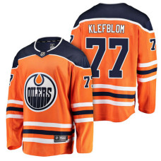 Edmonton Oilers #77 Breakaway Player Oscar Klefblom Jersey Orange