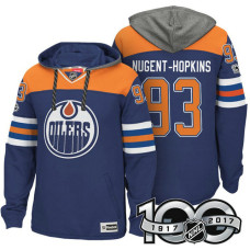 Edmonton Oilers #93 Ryan Nugent-Hopkins Royal 2017 Anniversary Patch Hoodie