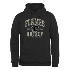 Calgary Flames Black Camo Stack Fleece Pullover Hoodie