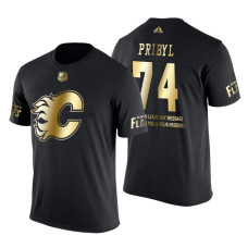 Calgary Flames Daniel Pribyl Gold Limited with Message T-Shirt Black