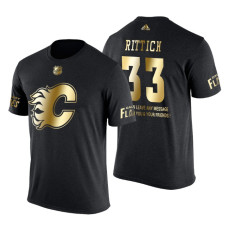 Calgary Flames David Rittich Gold Limited with Message T-Shirt Black