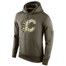 Calgary Flames Olive Salute To Service Pullover Hoodie