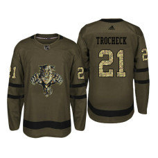 Florida Panthers #21 Vincent Trocheck Camo Salute To Service Jersey With 2023 Stanley Cup Patch