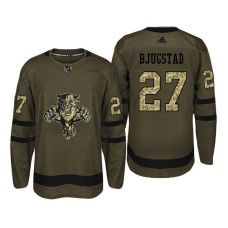 Florida Panthers #27 Nick Bjugstad Camo Salute To Service Jersey With 2023 Stanley Cup Patch