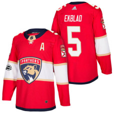 Florida Panthers #5 Aaron Ekblad Red 2018 New Season Home Authentic Jersey With Anniversary Patch