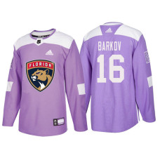 Florida Panthers #16 Aleksander Barkov Purple Hockey Fights Cancer Authentic Jersey With 2023 Stanley Cup Patch