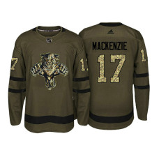 Florida Panthers #17 Derek MacKenzie Camo Salute To Service Jersey With 2023 Stanley Cup Patch