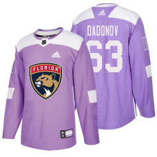 Florida Panthers #63 Evgenii Dadonov Purple Hockey Fights Cancer Authentic Jersey With 2023 Stanley Cup Patch