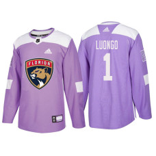 Florida Panthers #1 Roberto Luongo Purple Hockey Fights Cancer Authentic Jersey With 2023 Stanley Cup Patch