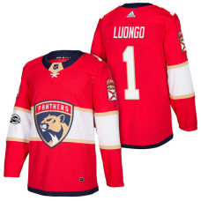 Florida Panthers #1 Roberto Luongo Red New Season Home Authentic Jersey With Anniversary Patch With 2023 Stanley Cup Patch