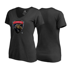 Women's Florida Panthers Black V-neck Midnight Mascot Team T-shirt