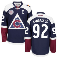 Colorado Avalanche Gabriel Landeskog #92 Navy Blue 20th Anniversary With Jersey 2022 Stanley Cup Champions Patch