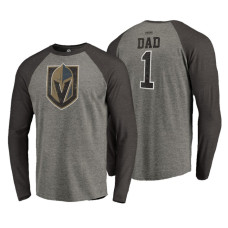 Vegas Golden Knights Father's Day Greatest Dad Raglan Tri-Blend Long Sleeve Heathered Gray T-Shirt