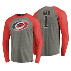 Carolina Hurricanes Father's Day Greatest Dad Raglan Tri-Blend Long Sleeve Heathered Gray T-Shirt