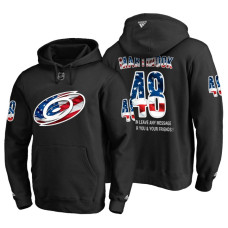 Carolina Hurricanes #48 Jordan Martinook Banner Wave USA Flag with Message Black Hoodie