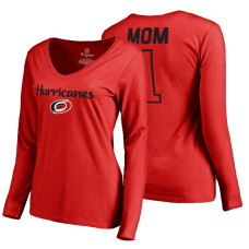 Carolina Hurricanes 2018 Fanatics Mother's Day Number 1 Mom long sleeve T-Shirt Red