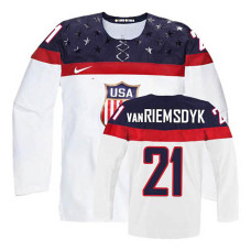 USA Team James van Riemsdyk #21 White Home Premier Olympic Jersey