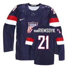 USA Team James van Riemsdyk #21 Navy Blue Away Premier Olympic Jersey