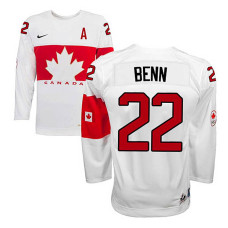 Canada Team Jamie Benn #22 White Home Premier Olympic Jersey