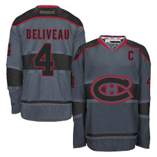 Montreal Canadiens Jean Beliveau #4 Charcoal Cross Check Fashion Jersey