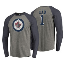 Winnipeg Jets Father's Day Greatest Dad Raglan Tri-Blend Long Sleeve Heathered Gray T-Shirt