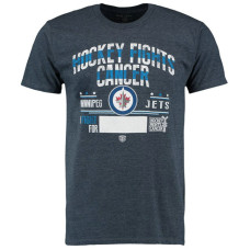 Winnipeg Jets Navy Hockey Fights Cancer Old Time Throwback T-shirt