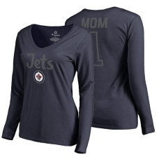 Winnipeg Jets 2018 Fanatics Mother's Day Number 1 Mom long sleeve T-Shirt Navy