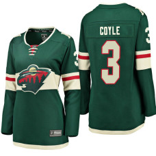 Women's #3 Charlie Coyle Green Breakaway Fanatics branded Jersey Minnesota Wild