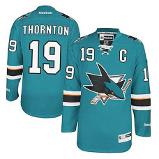 San Jose Sharks Joe Thornton #19 Teal Green Home Authentic Jersey