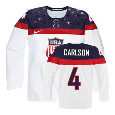 USA Team John Carlson #4 White Home Premier Olympic Jersey