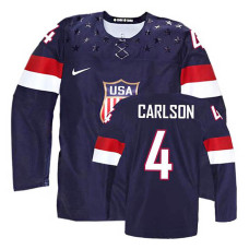 Women's USA Team John Carlson #4 Navy Blue Away Premier Olympic Jersey