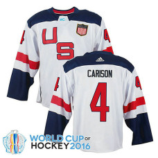 USA Team John Carlson #4 White 2016 World Cup Jersey