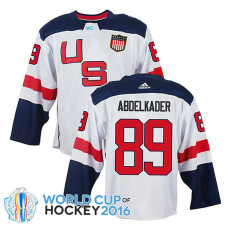 USA Team Justin Abdelkader #89 White 2016 World Cup Jersey