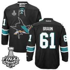 San Jose Sharks Justin Braun #61 Black 2016 Stanley Cup Alternate Champions Jersey